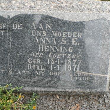 HENNING Jacobus N. 1872-1946 &amp; Anna S.E. COETZEE 1877-1971