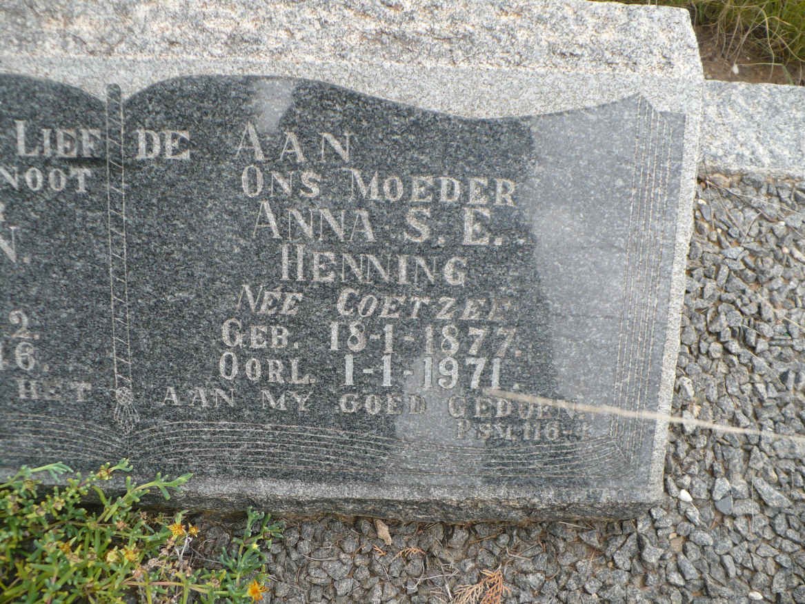 HENNING Jacobus N. 1872-1946 &amp; Anna S.E. COETZEE 1877-1971