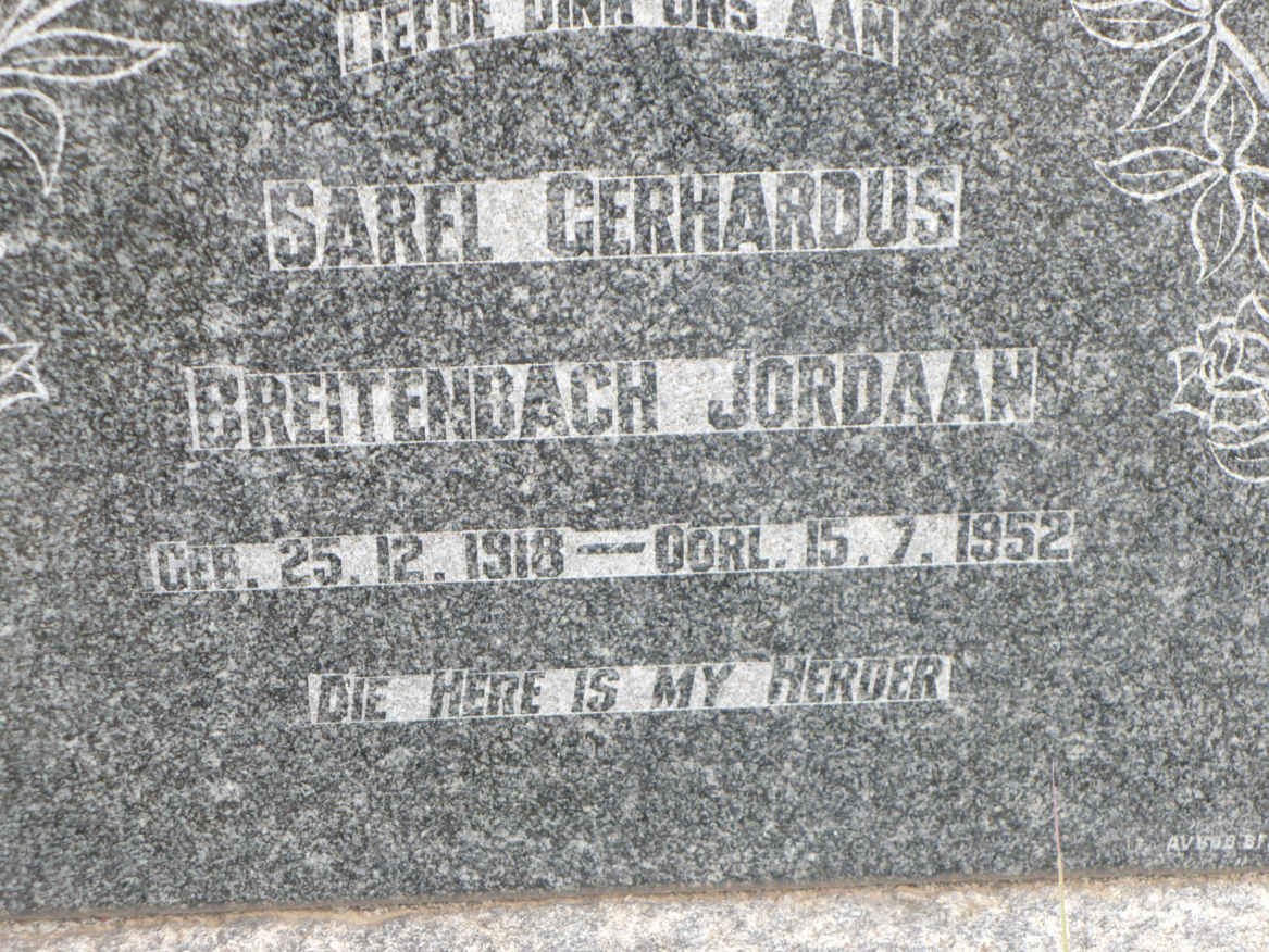 JORDAAN Sarel Gerhardus Breitenbach 1918-1952