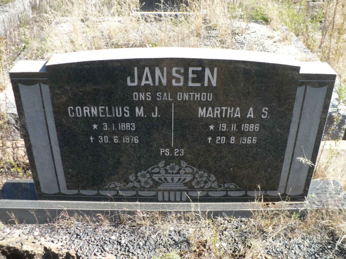 JANSEN Cornelius M.J. 1883-1967 &amp; Martha A.S. 1886-1966