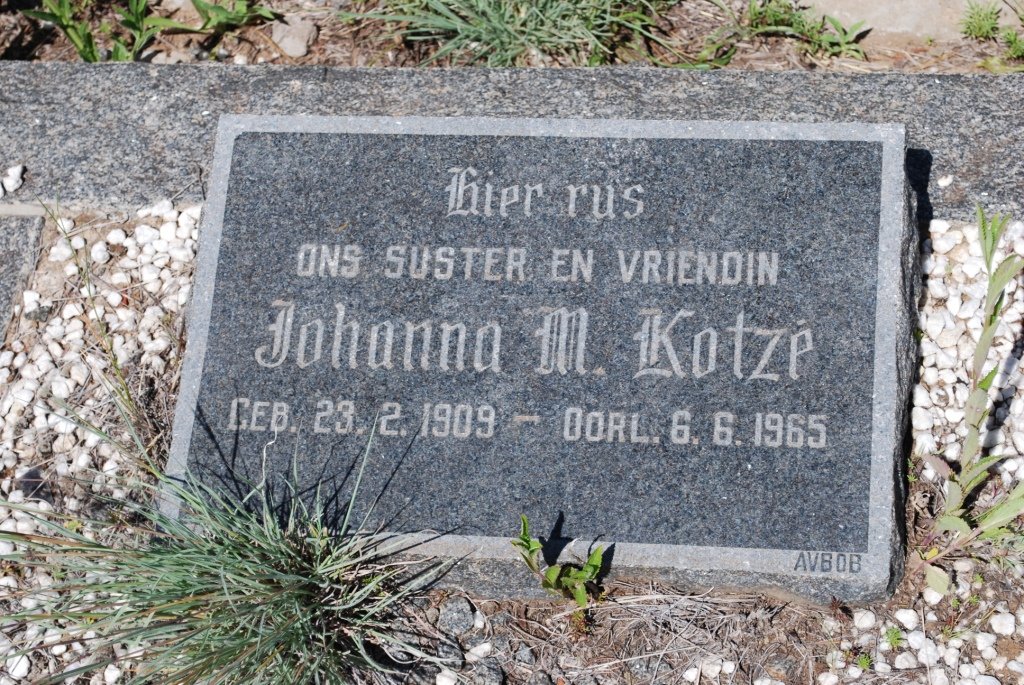KOTZÉ Johanna M. 1909-1965