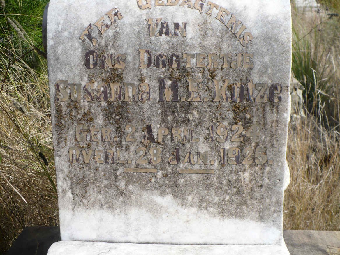 KOTZE Susanna M.E. 1924-1925