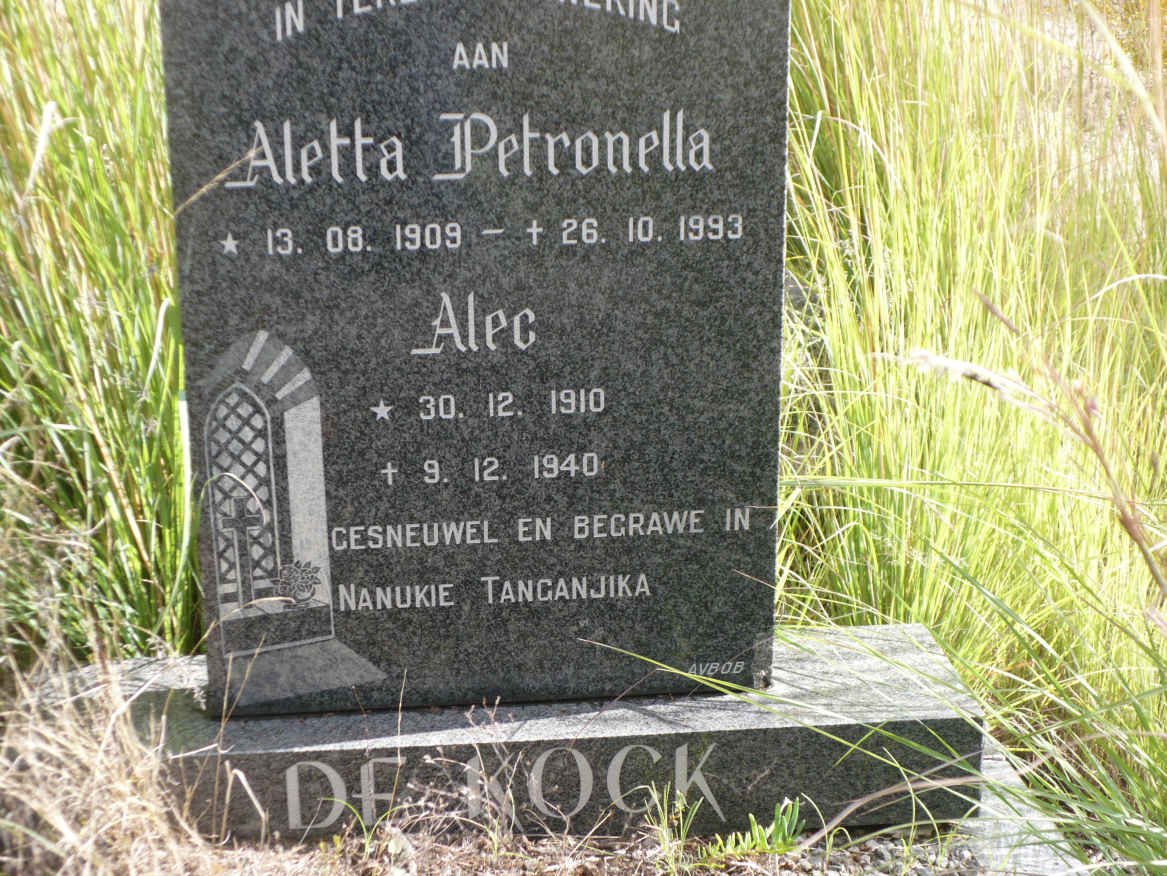 KOCK Alec, de 1910-1940 &amp; Aletta Petronella 1909-1993