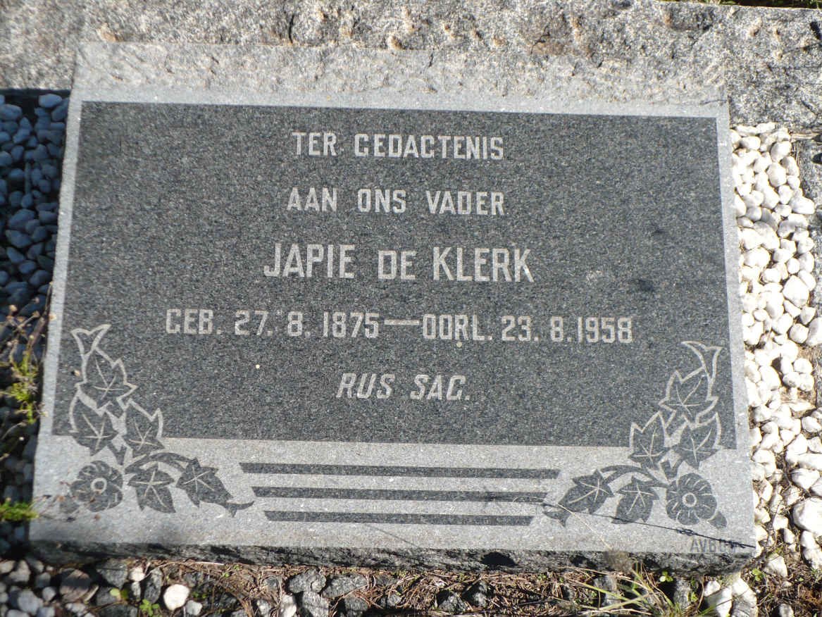 KLERK Japie, de 1875-1958