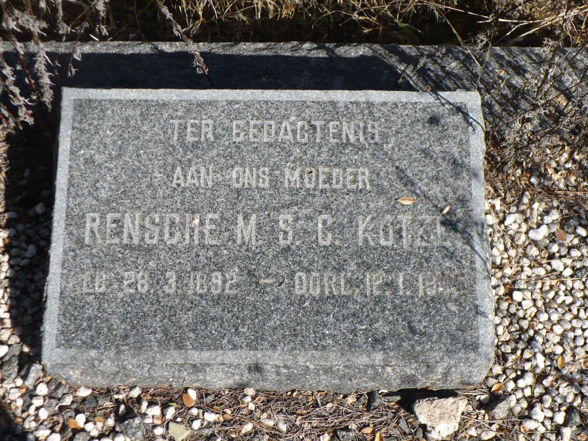 KOTZE Rensche M.S.C. 1892-1965