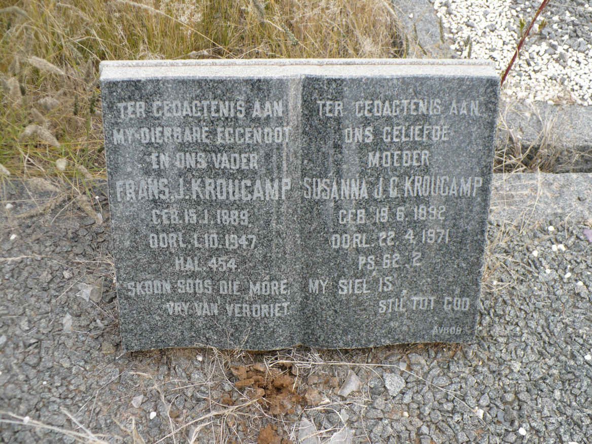 KROUCAMP Frans J. 1889-1947 &amp; Susanna J.C. 1892-1971