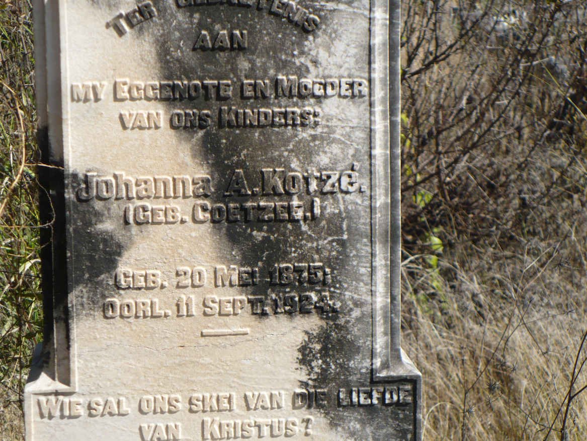KOTZÉ Johanna A. nee COETZEE 1875-1924