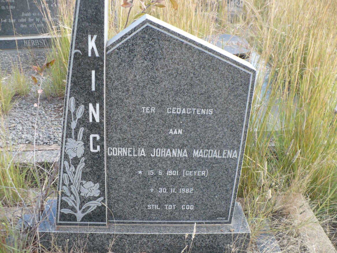 KING Cornelia Johanna Magdalena nee GEYER 1901-1982