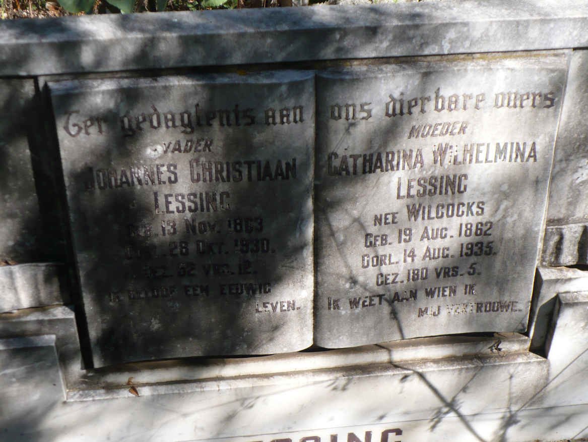 LESSING Johannes Christiaan 1863-1930 &amp; Catharina Wilhelmina  WILCOCKS 1862-1935