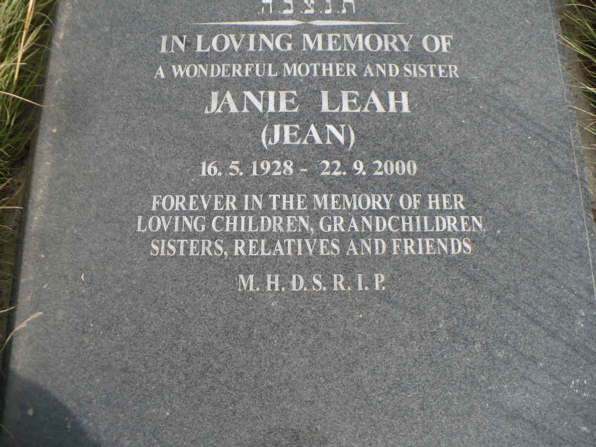 LEAH Janie 1928-2000