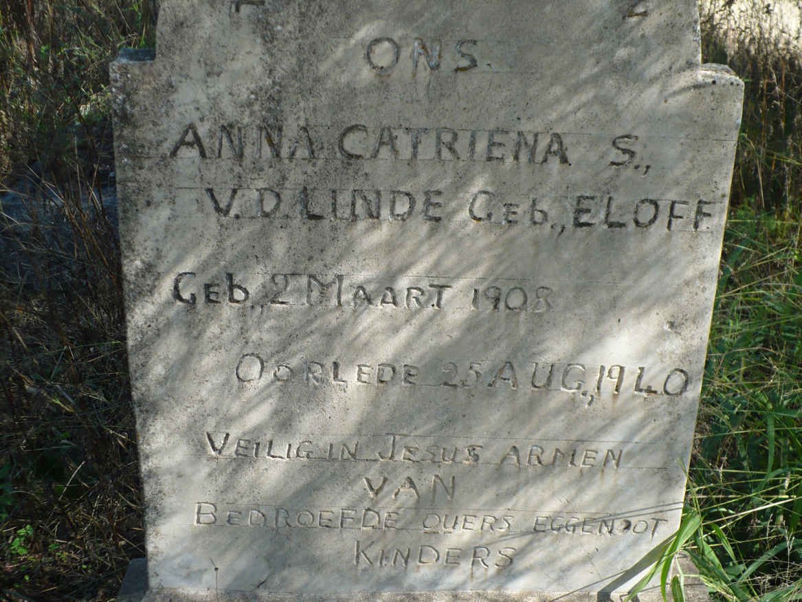 LINDE Anna Catriena S., v.d. nee ELOFF 1908-1940