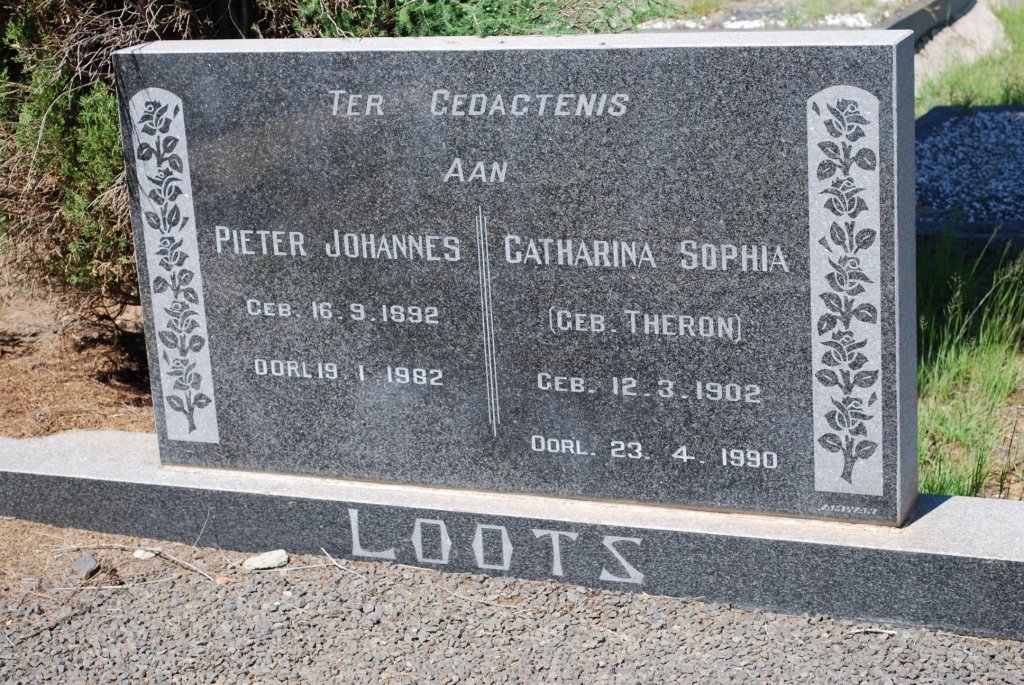 LOOTS Pieter Johannes 1892-1982 &amp; Catharina Sophia THERON 1902-1990