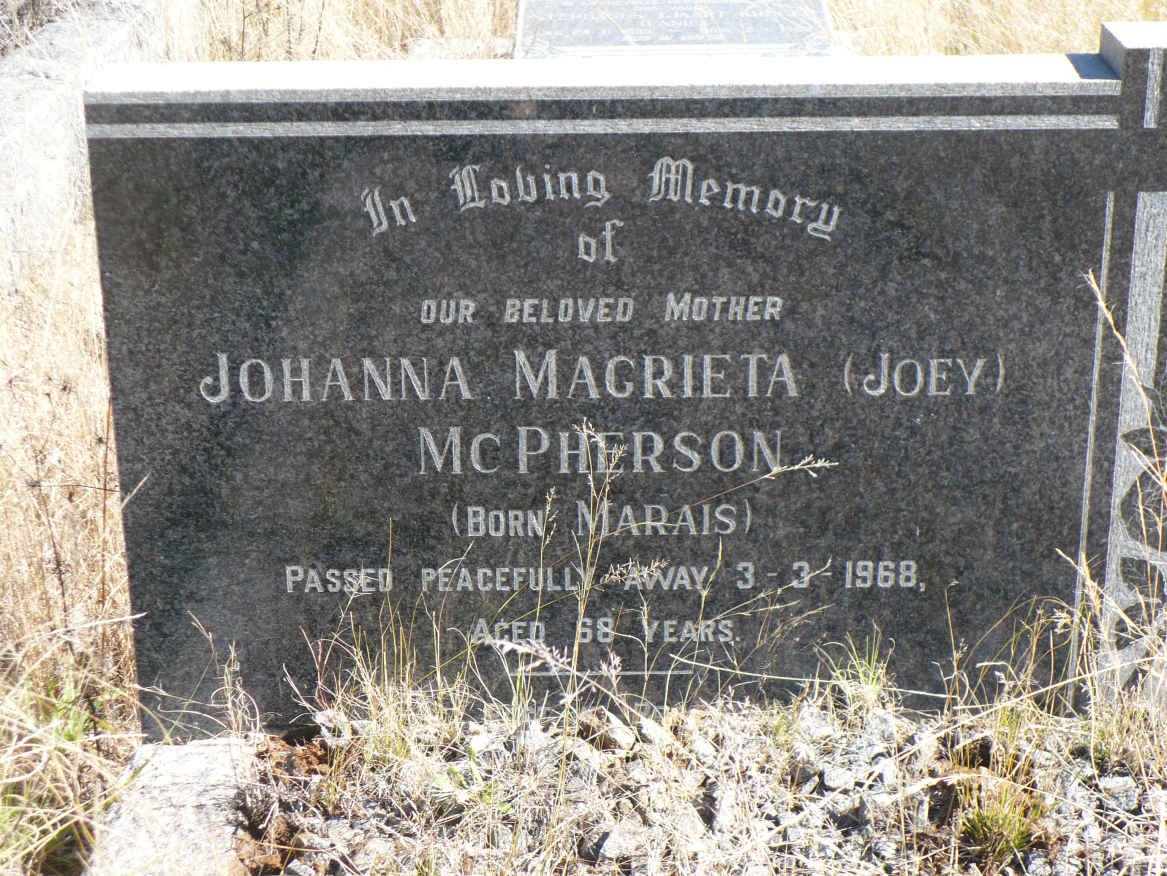 McPHERSON Johanna Magrieta nee MARAIS -1968