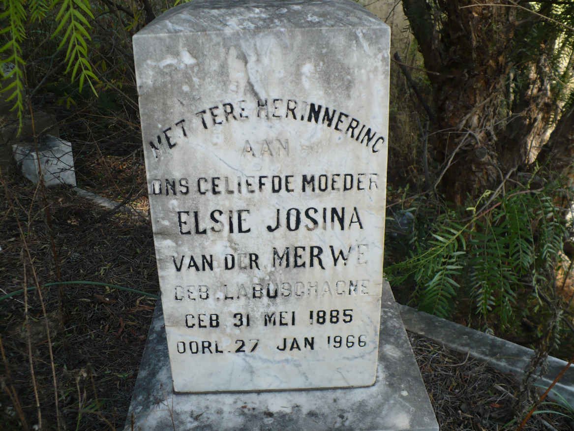 MERWE Elsie Josina, van der nee LABUSCHAGNE 1885-1966