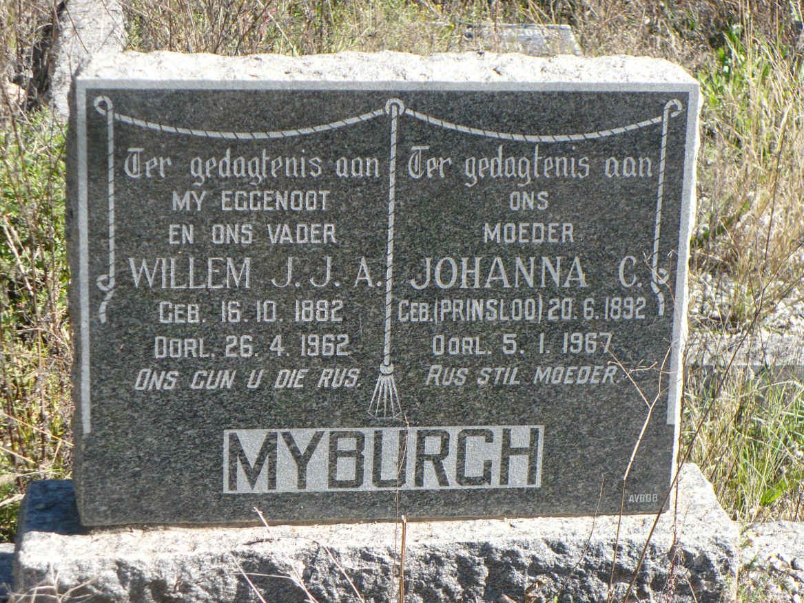 MYBURGH Willem J.J.A. 1882-1962 &amp; Johanna C. PRINSLOO 1892-1967