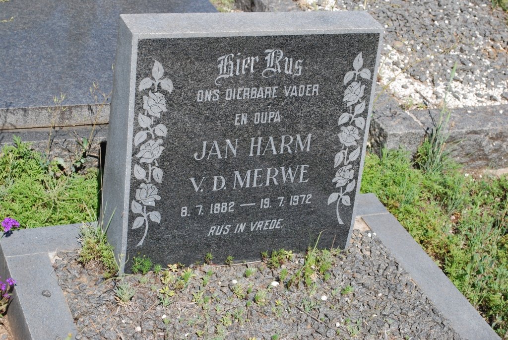 MERWE Jan Harm, v.d. 1882-1972