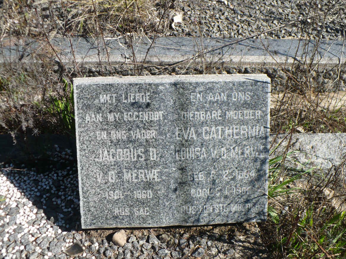 MERWE Jacobus D., v.d. 1901-1960 &amp; Eva Cathernia Louisa 1904-1966