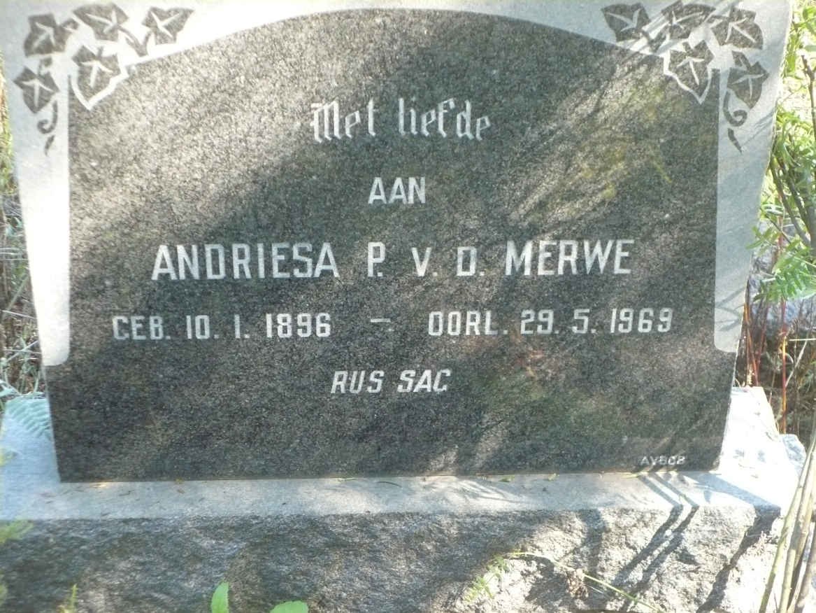 MERWE Andriesa P., v.d. 1896-1969