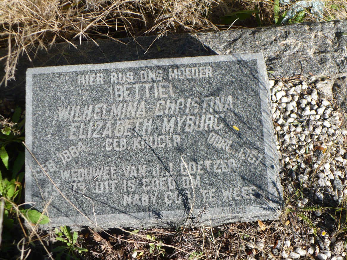 MYBURG Wilhelmina Christina Elizabeth voorheen COETZER nee KRUGER 1884-1957