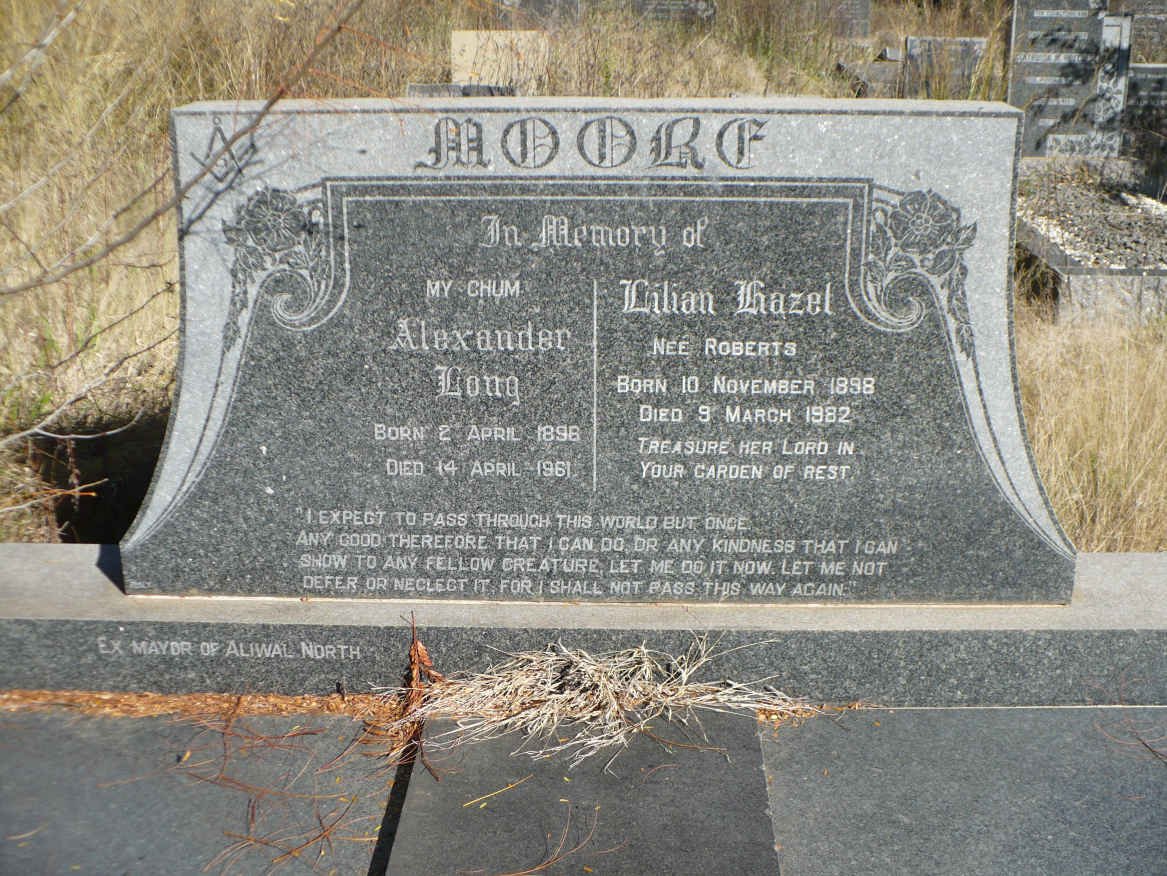 MOORE Alexander Long 1896-1961 &amp; Lilian Hazel ROBERTS 1898-1982
