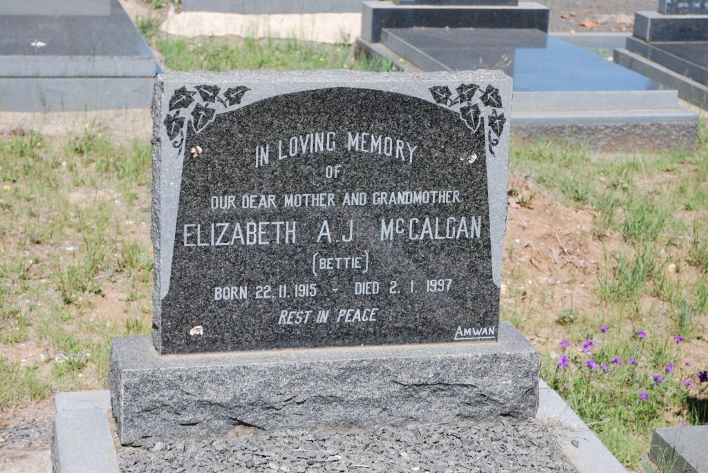 McCALGAN Elizabeth A.J. 1915-1997
