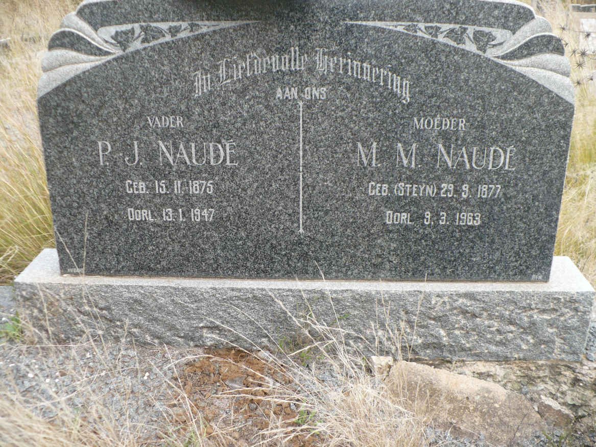 NAUDÉ P.J. 1875-1947 &amp; M.M. STEYN 1877-1963