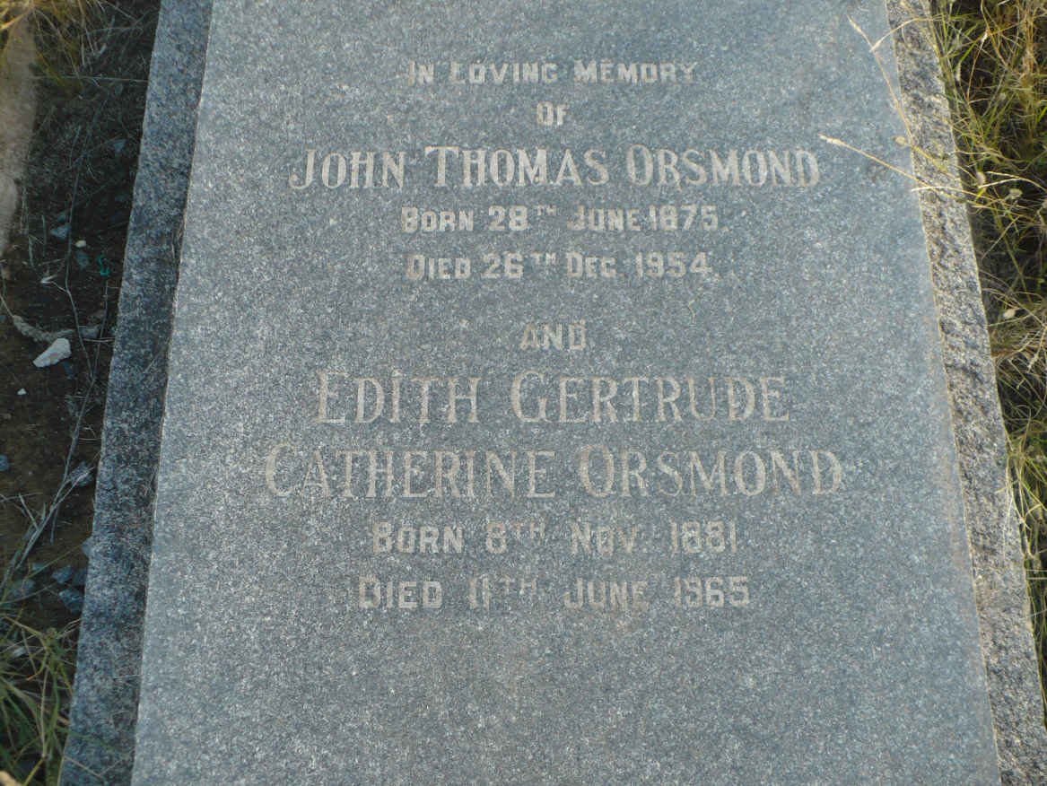 ORSMOND John Thomas 1875-1954 &amp; Edith Gertrude Catherine 1881-1965