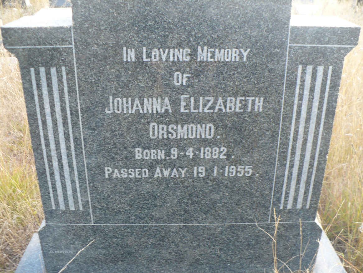 ORSMOND Johanna Elizabeth 1882-1955
