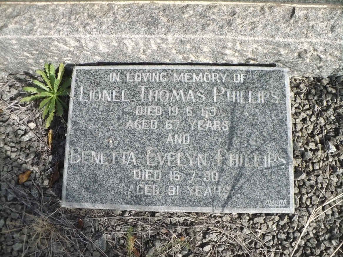 PHILLIPS Lionel Thomas -1963 &amp; Benetta Evelyn -1990