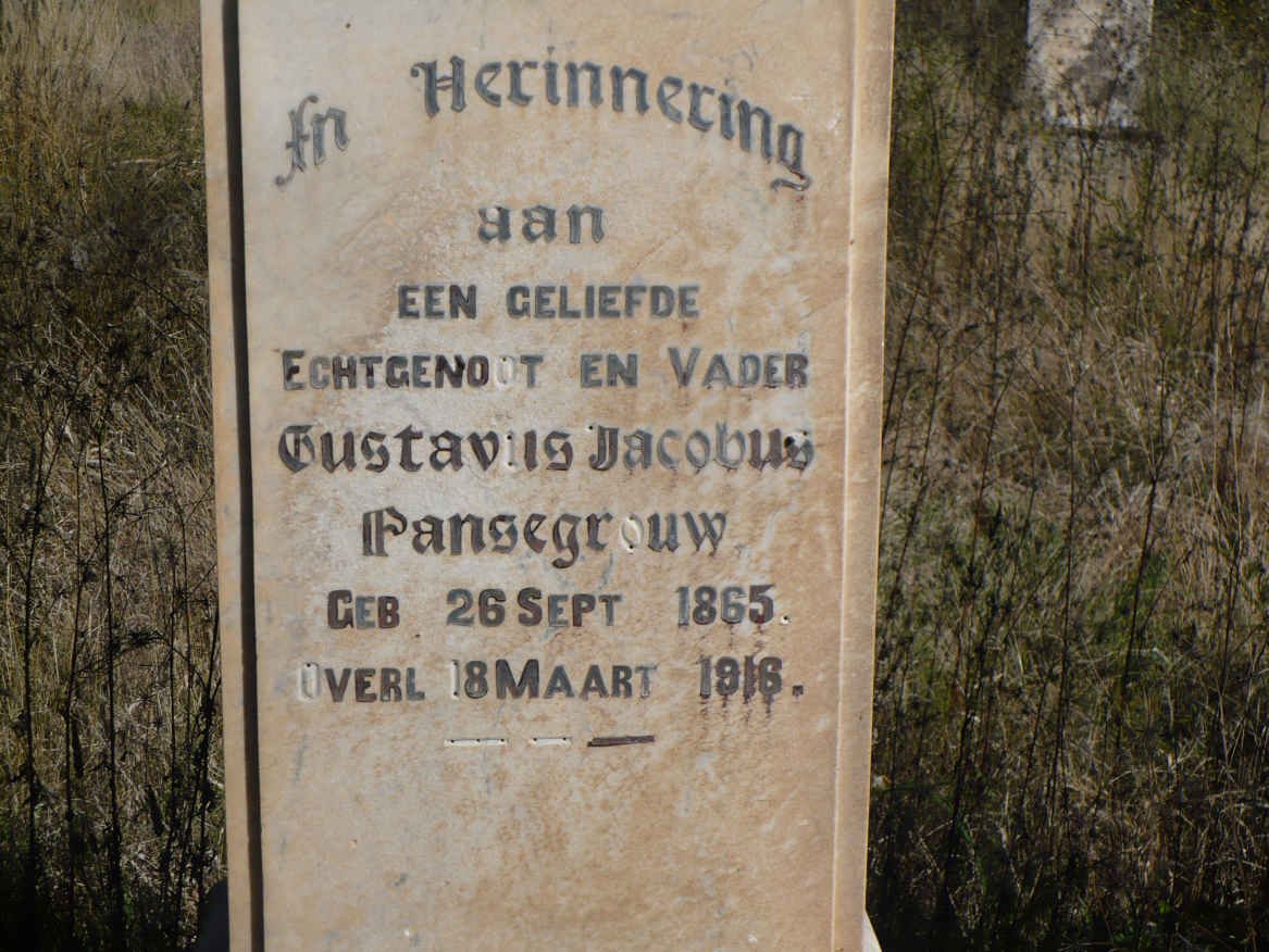 PANSEGROUW Gustavus Jacobus 1865-1916