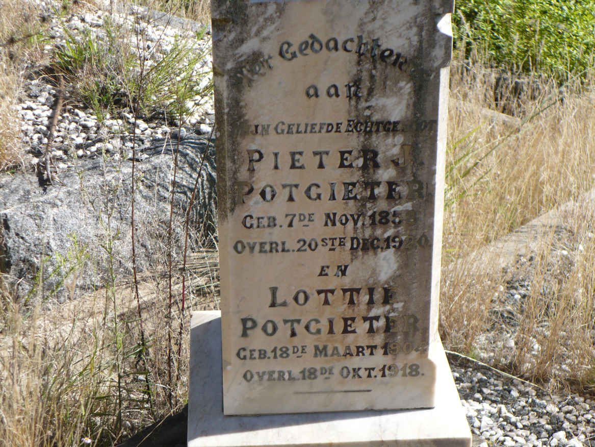 POTGIETER Pieter J. 185?-1920 :: POTGIETER Lottie 1904-1918