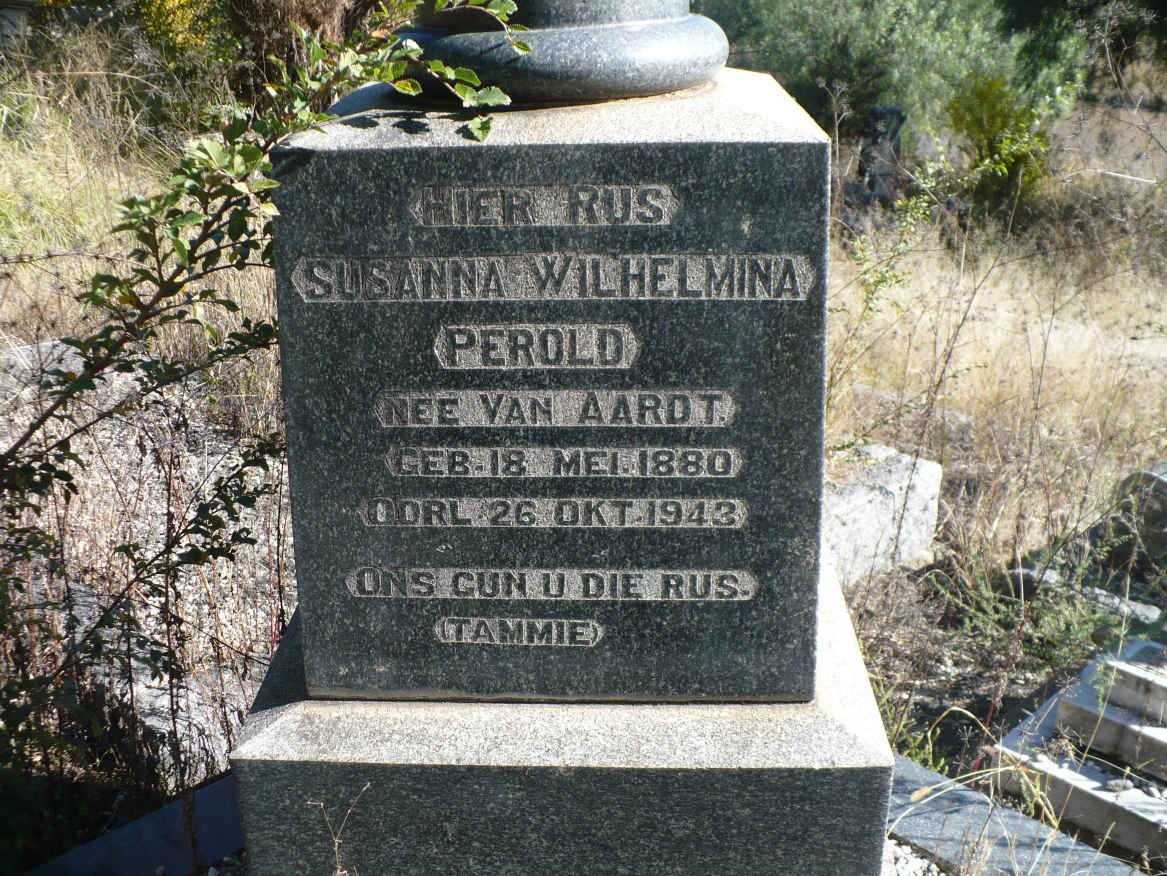 PEROLD Susanna Wilhelmina nee VAN AARDT 1880-1943