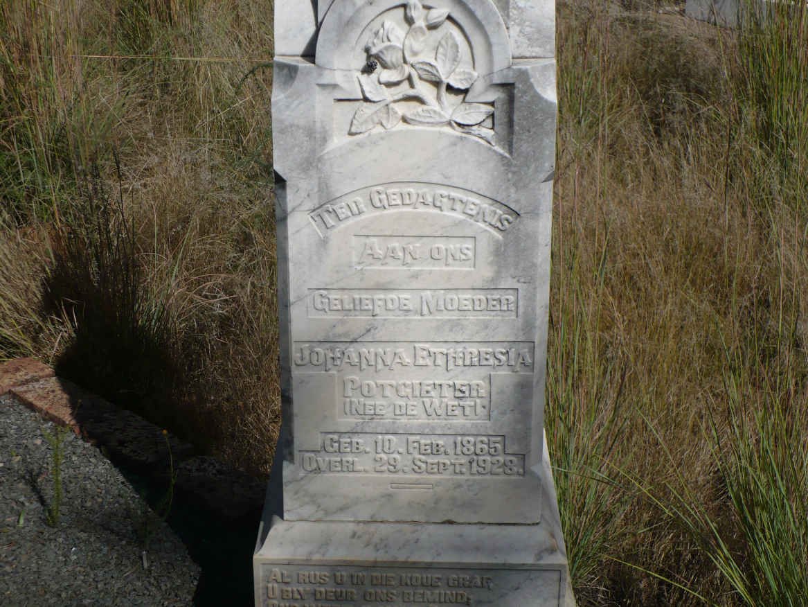 POTGIETER Johanna Ethresia nee DE WET 1865-1928