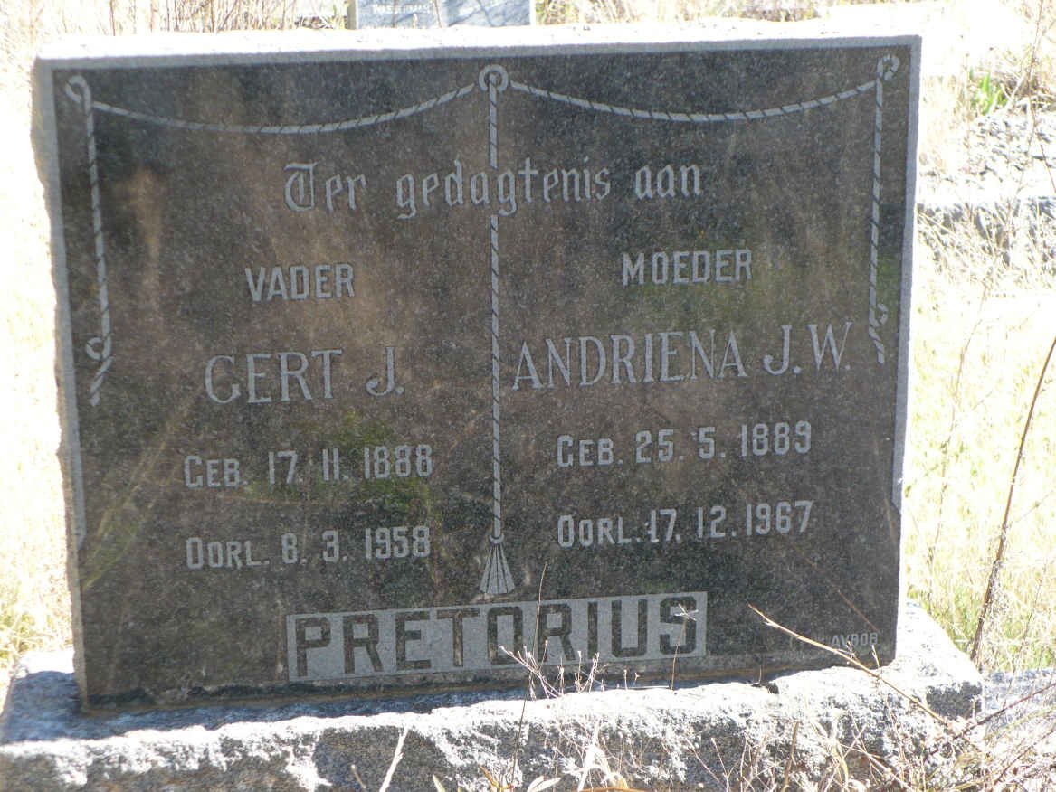 PRETORIUS Gert J. 1888-1958 &amp; Andriena J.W. 1889-1967