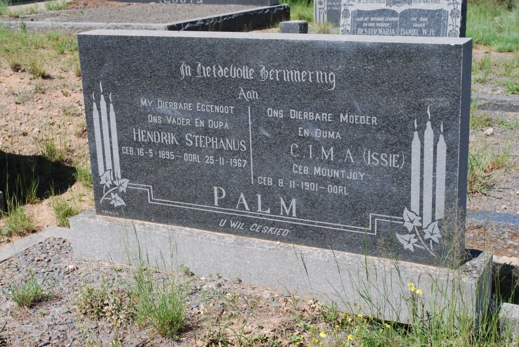 PALM Hendrik Stefanus 1895-1967 &amp; C.I.M.A. MOUNTJOY 1901-