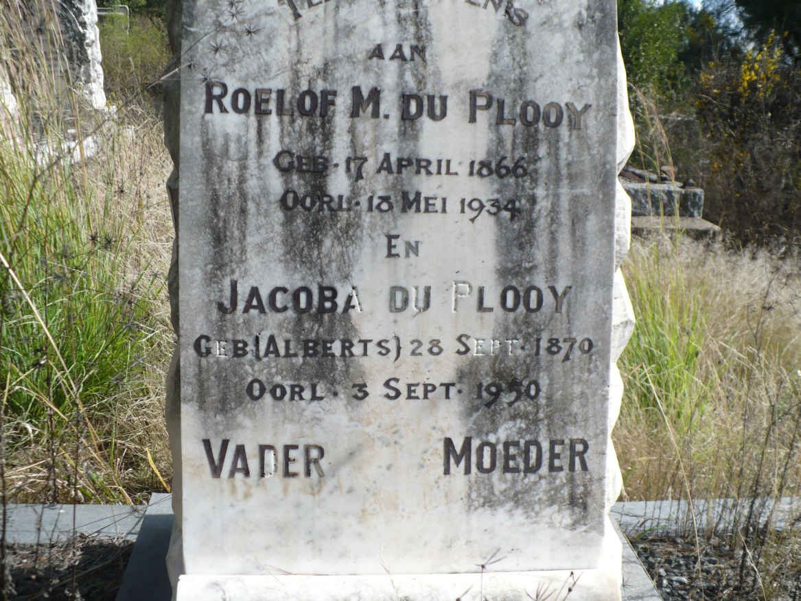 PLOOY Roelof M., du 1866-1934 &amp; Jacoba ALBERTS 1870-1950