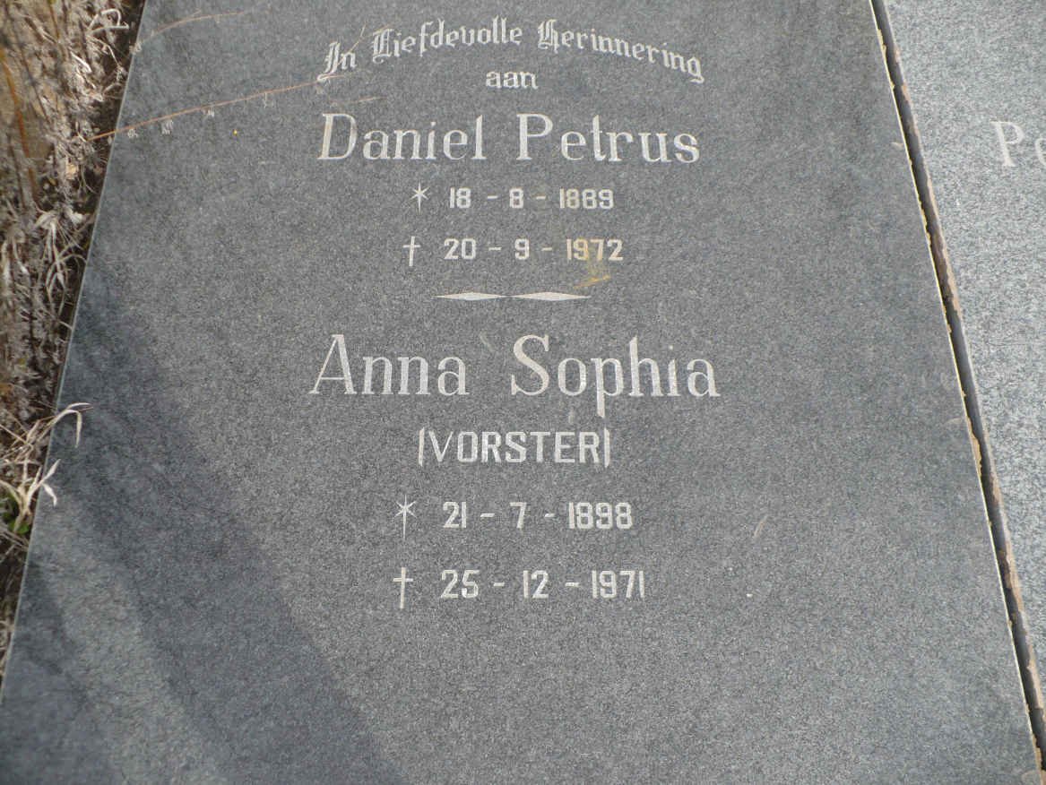 PIENAAR Daniel Petrus 1889-1972 &amp; Anna Sophia VORSTER 1898-1971