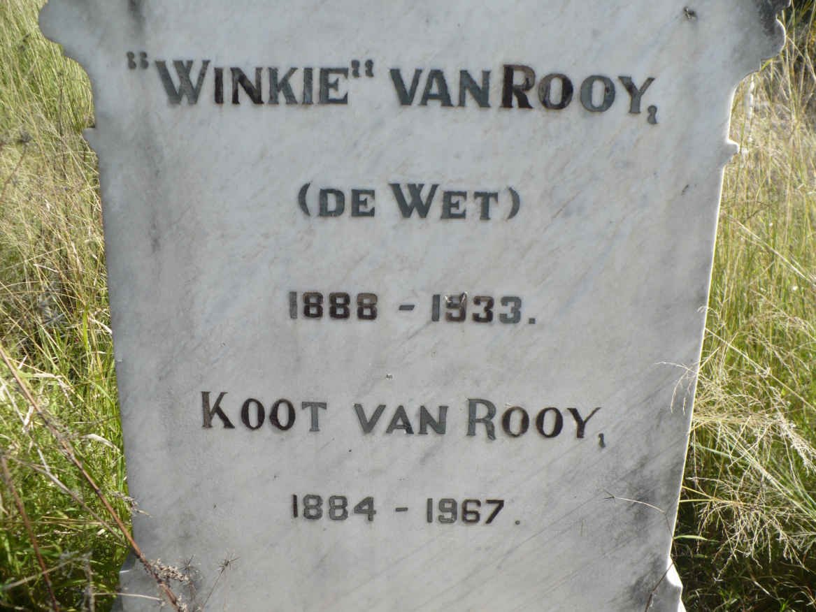 ROOY Koot, van 1884-1967 &amp; Winkie DE WET 1888-1933