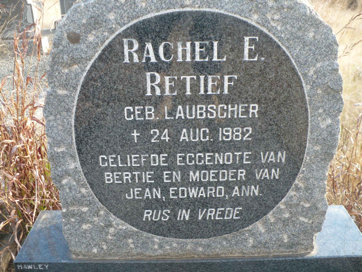 RETIEF Rachel E. nee LAUBSCHER -1982