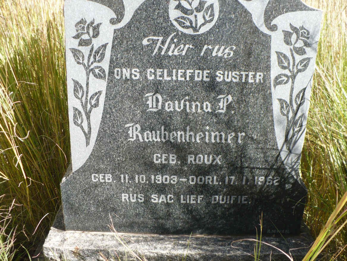 RAUBENHEIMER Davina P. nee ROUX 1903-1962