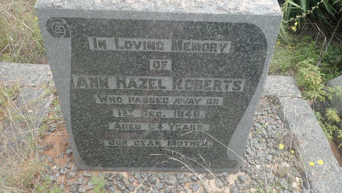 ROBERTS Henry John -1935 &amp; Ann Hazel -1946