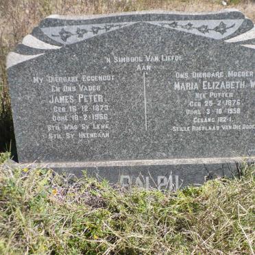 RALPH James Peter 1873-1956 &amp; Maria Elizabeth W. PUTTER 1876-1958