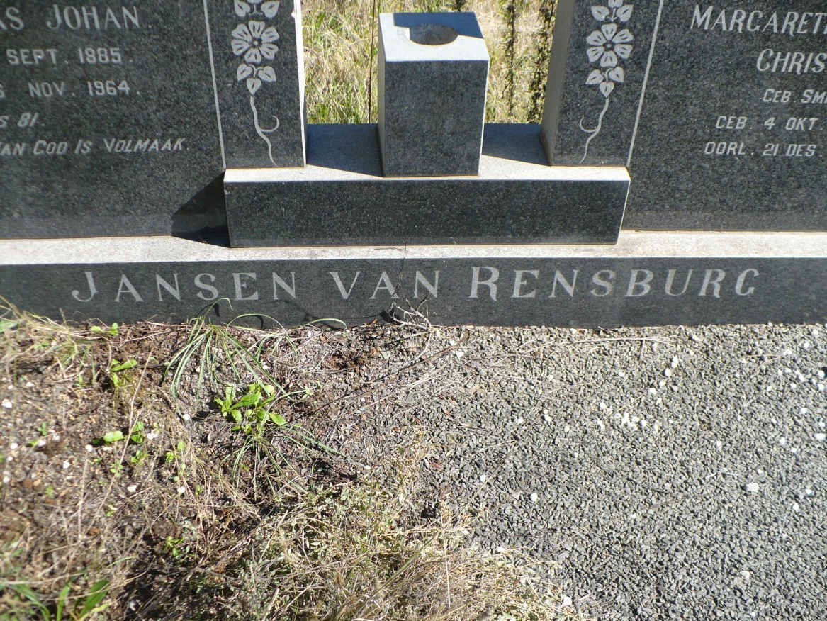 RENSBURG Nicolaas Johan, Jansen van 1885-1964 &amp; Margaretha Louisa Christina SMITH 1889-1981