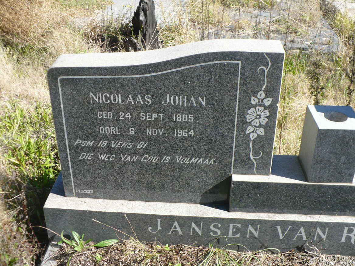 RENSBURG Nicolaas Johan, Jansen van 1885-1964