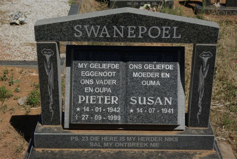SWANEPOEL Pieter 1942-1999 &amp; Susan 1941-