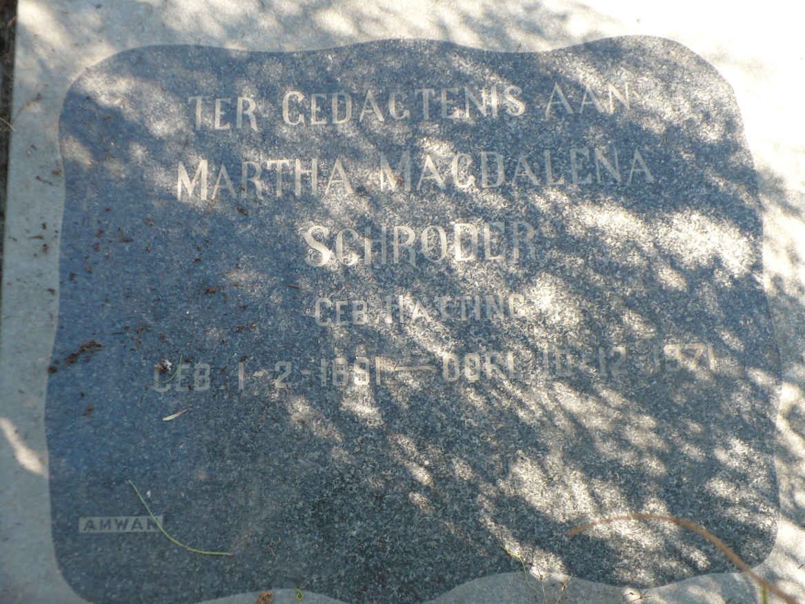 SCHRÖDER Martha Magdalena nee HATTING 1891-1971