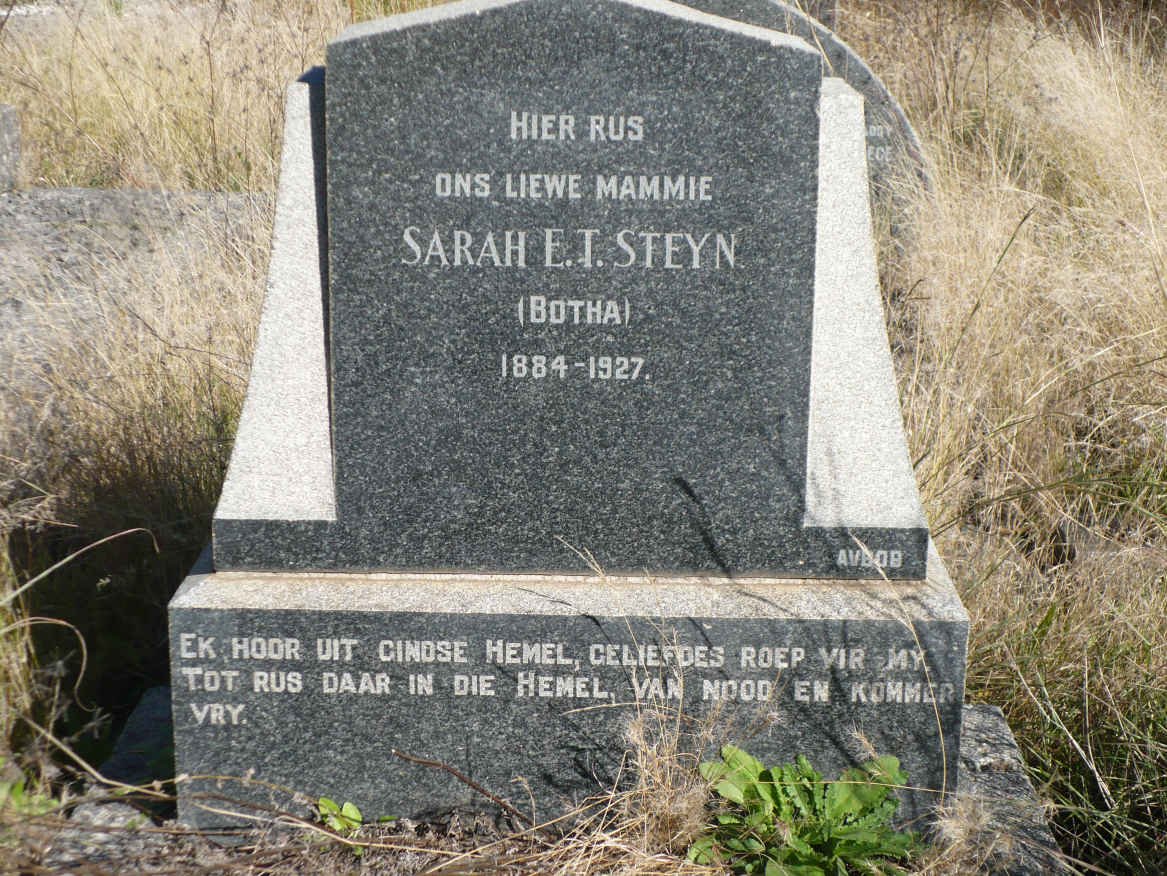 STEYN Sarah E.T. nee BOTHA 1884-1927