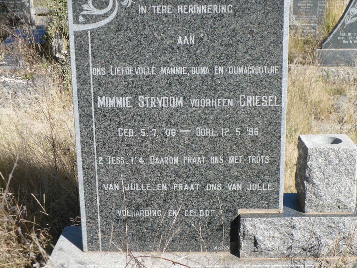 STRYDOM Mimmie voorheen GRIESEL 1906-1996