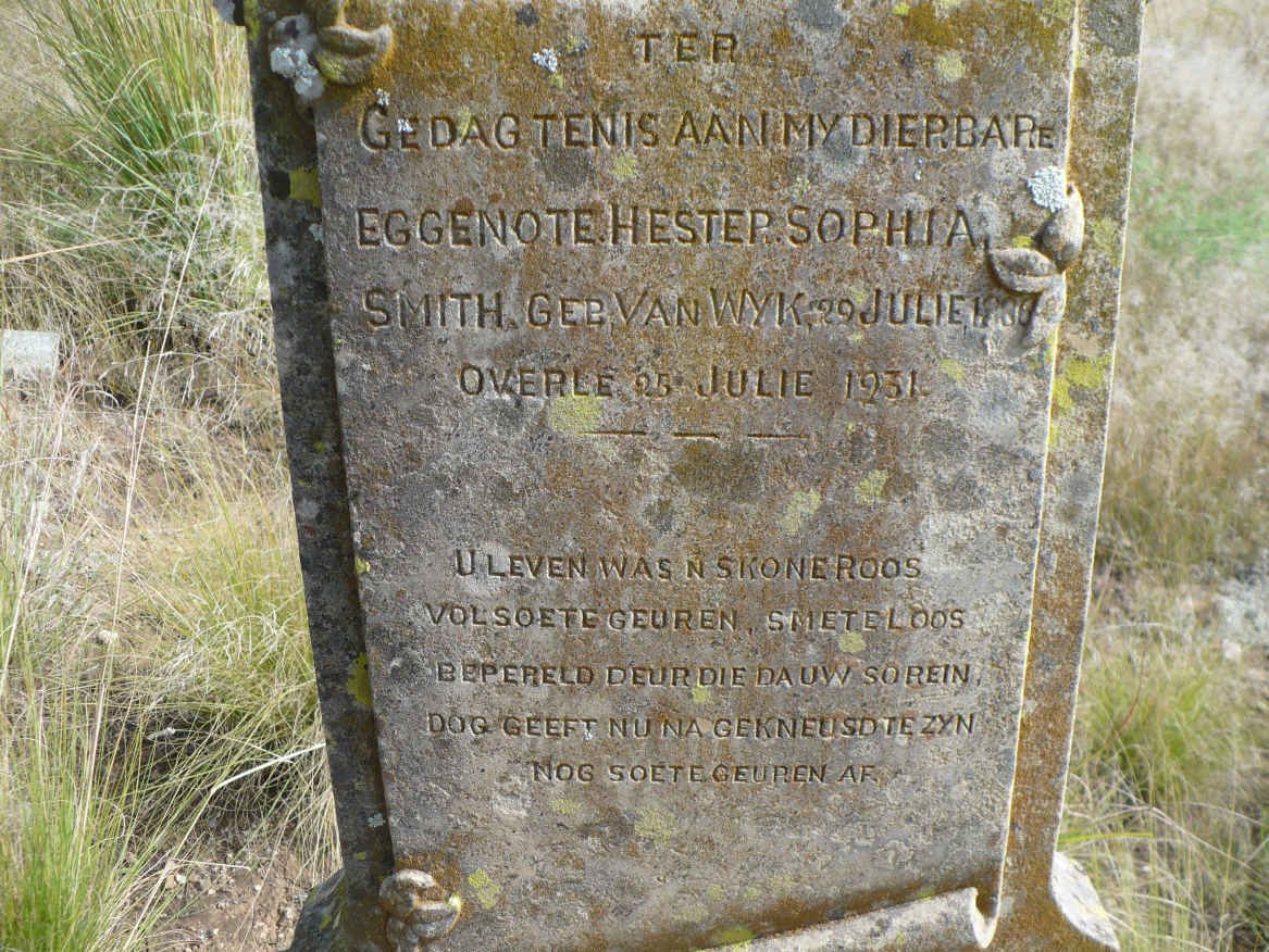 SMITH Hester Sophia nee VAN WYK 18?6-1931
