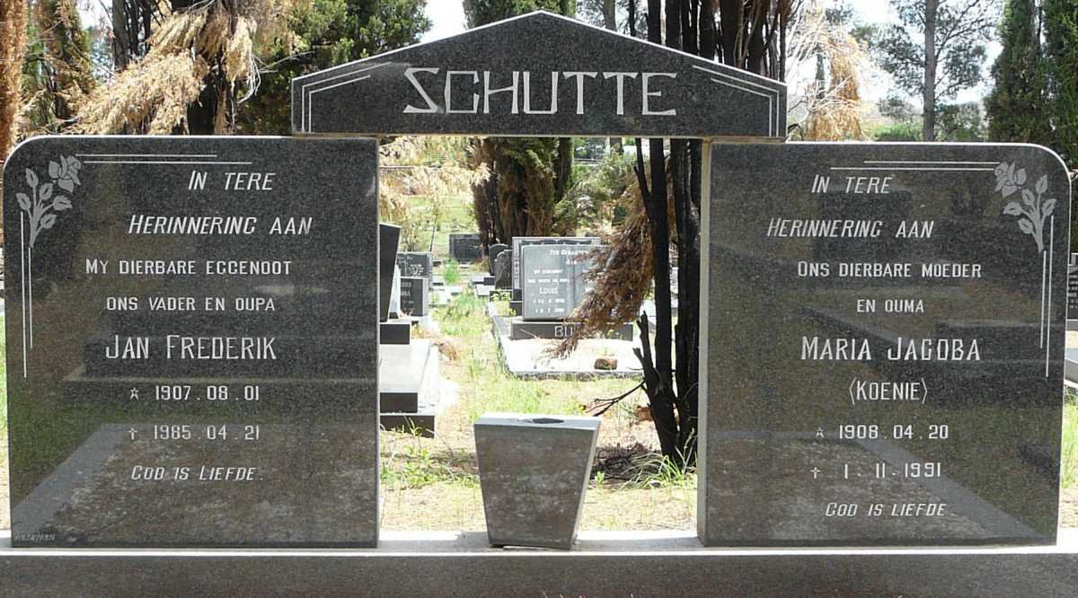 SCHUTTE Jan Frederik 1907-1985 &amp; Maria Jacoba 1908-1991